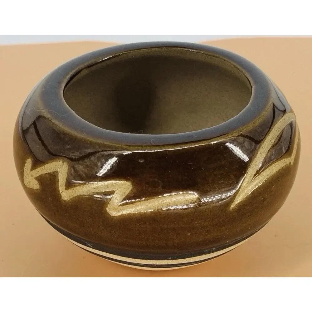 Vintage Studio Pottery Bowl Brown Glaze Abstract Modernist Handmade Ceramic